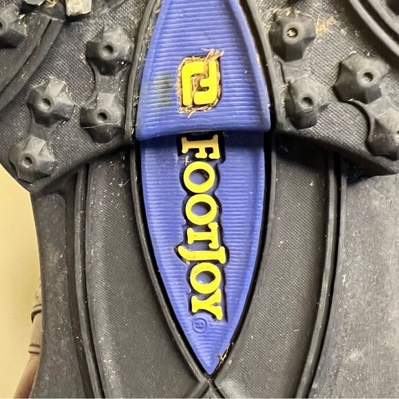 Men’s Golf Shoe Oxford Sz 10 1/2 M Bn Leather Soft Spikes Plain Toe Flaw FootJoy - Picture 4 of 15